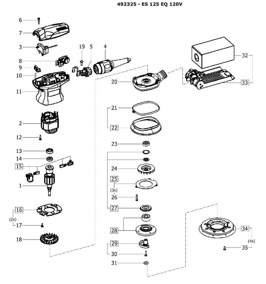 Festool ES125-EQ (492325) Random Orbit Sander Parts