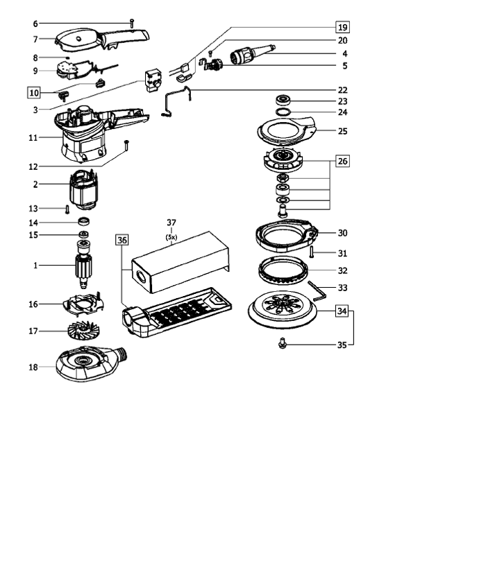 Festool ES150-5-EQ-C (491894) Random Orbit Sander Parts