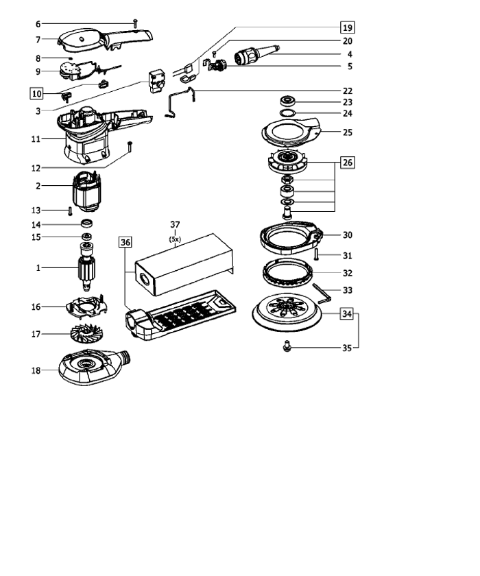 Festool ES150-5-EQ (491275) Random Orbit Sander Parts