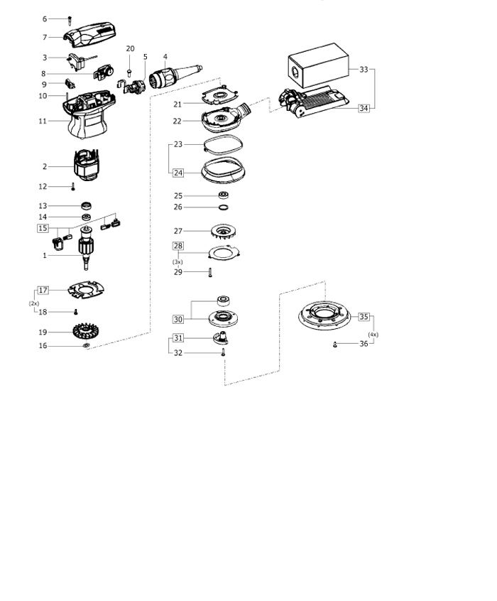 Festool ETS125-EQ (493528) Random Orbit Sander Parts