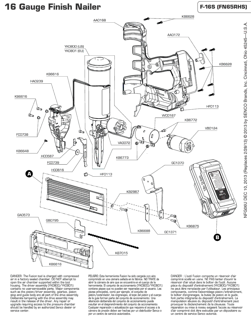 Senco F-16S FN65RHS Parts - Nailer