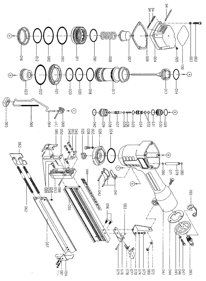 Porter Cable FN200 2" Finish Nailer Parts