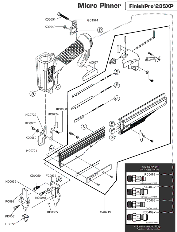 Senco FinishPro23sxp Parts - Nailer