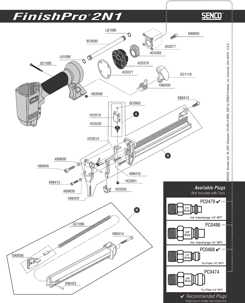 Senco FinishPro2n1 Parts - Nailer