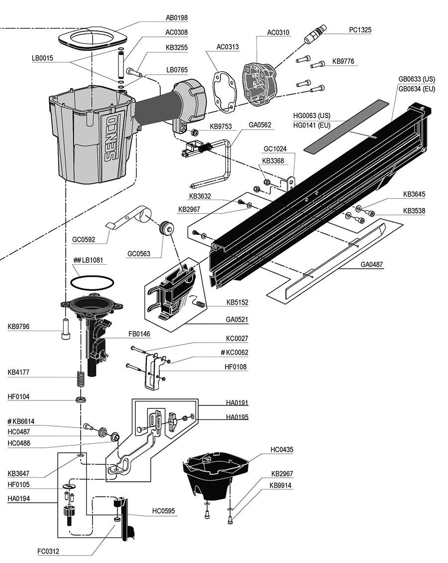 FramePro®325FRHXP Nailer Parts - Senco