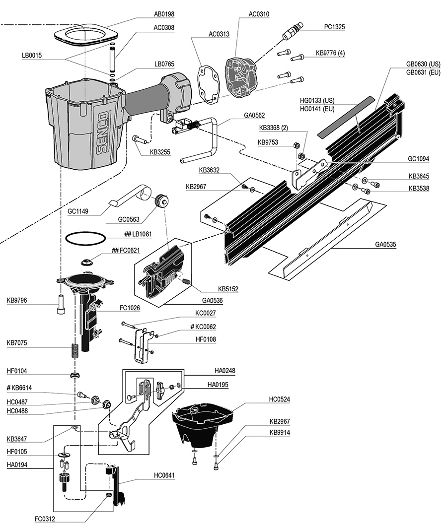 FramePro®325XP Nailer Parts - Senco