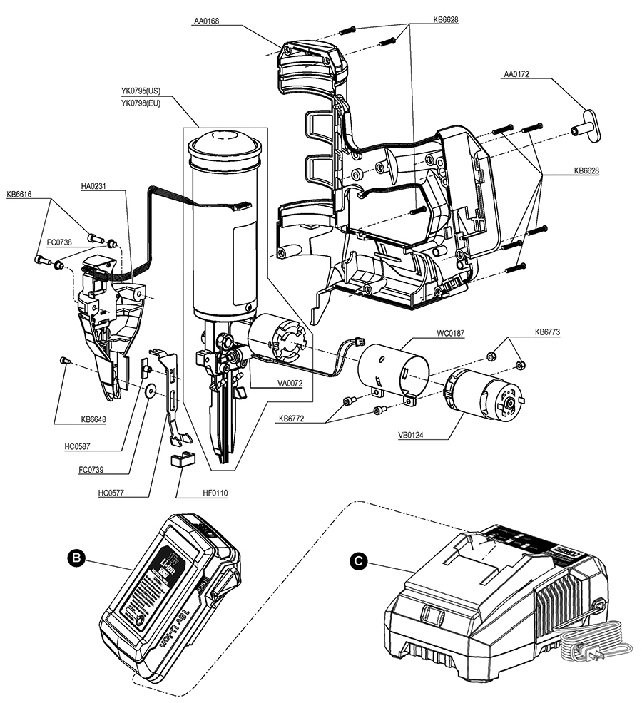 Fusion F-15 Nailer Parts - Senco