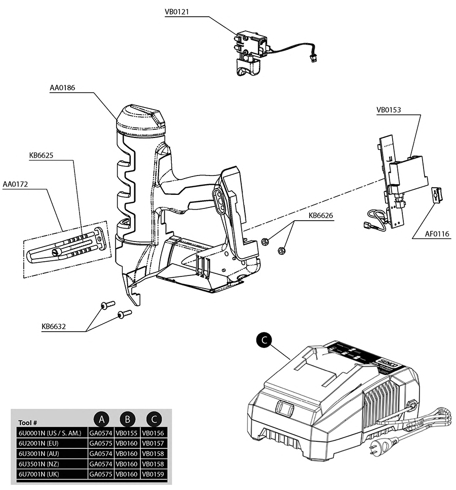 Fusion F-16S Cordless Parts - Senco