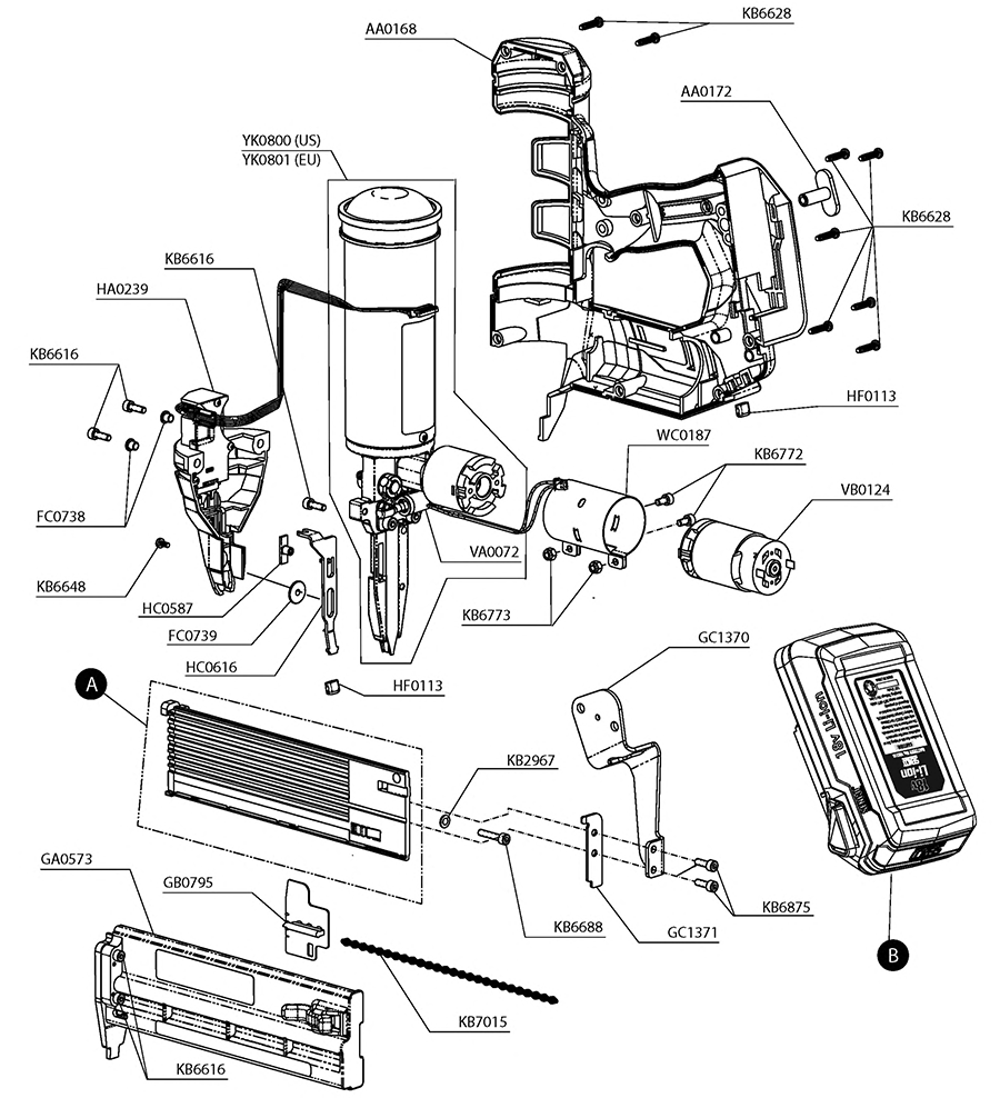 Fusion F-16S Nailer Parts - Senco