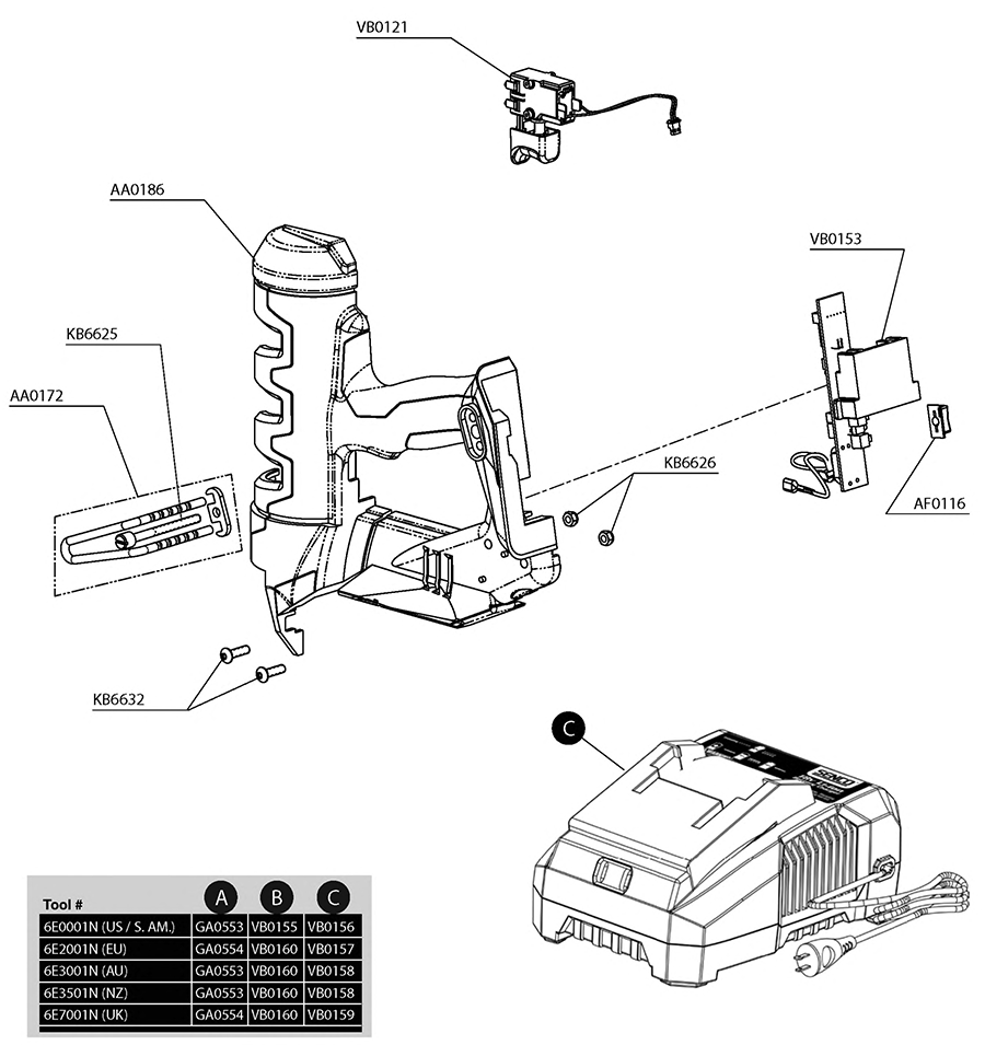 Fusion F-18 Cordless Parts - Senco