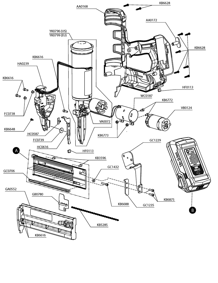 Fusion F-18 Nailer Parts - Senco