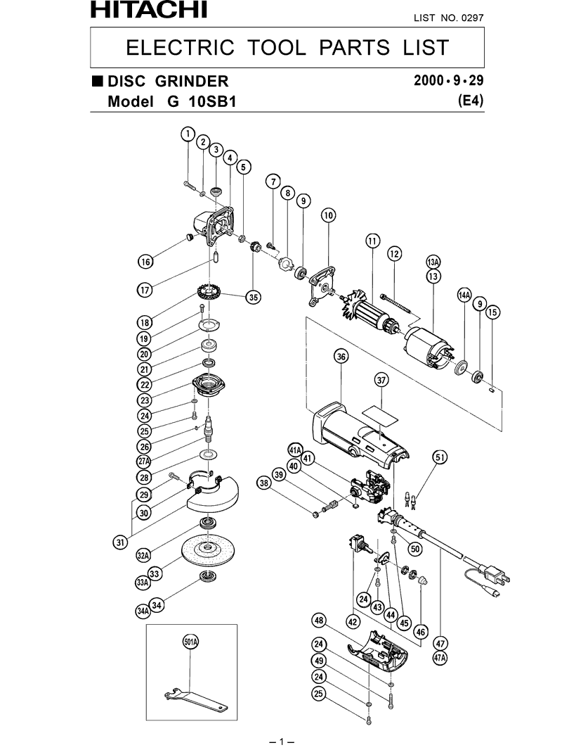 Hitachi G10SB1 Parts - Grinder