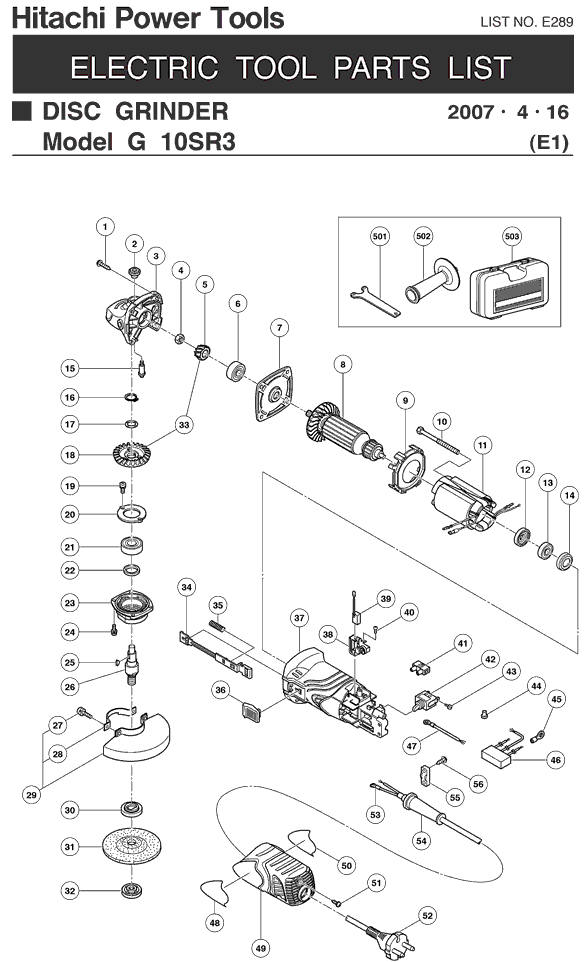 Hitachi G10SR3 Parts - Grinder