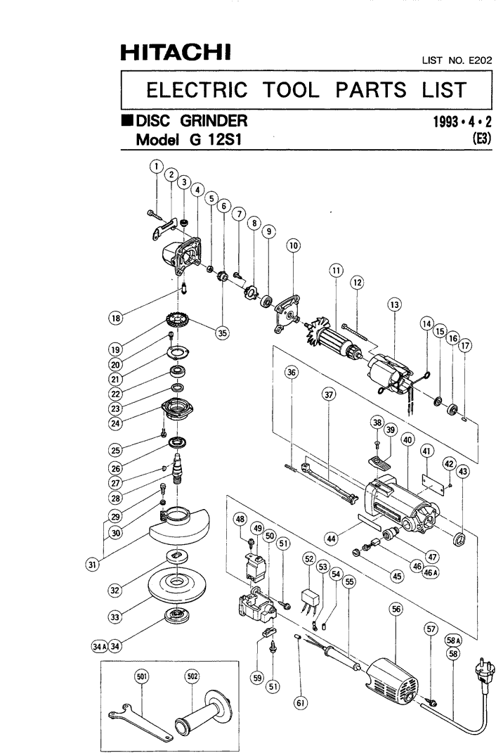 Hitachi G12S1 Parts - Grinder