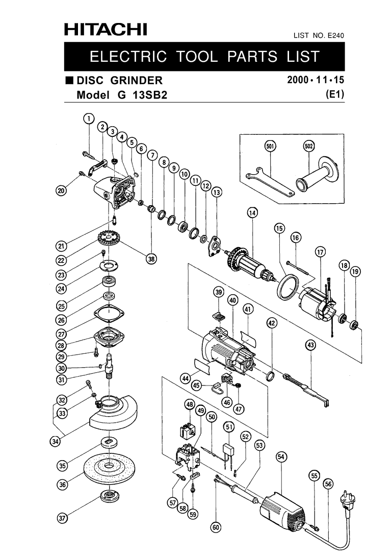 Hitachi G13SB2 Parts - Grinder