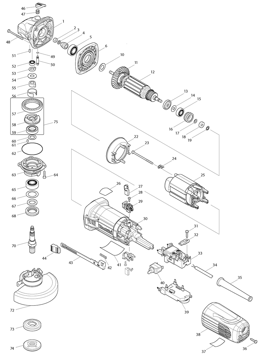 GA5042C Makita Angle Grinder Parts