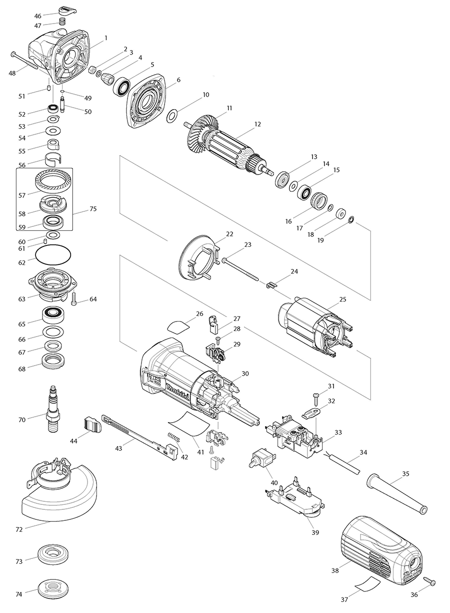 GA5042CX1 Makita Angle Grinder Parts