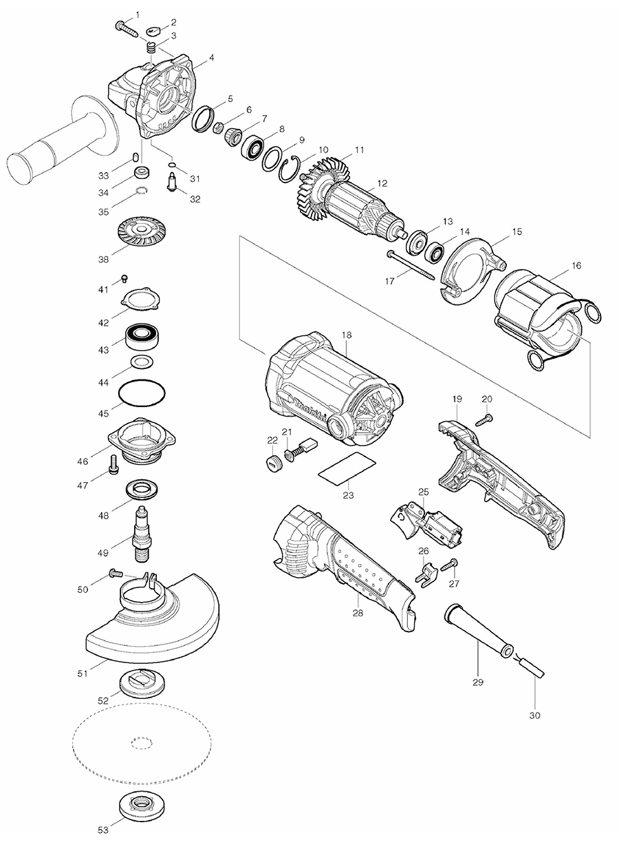 GA6010ZX2 Makita Angle Grinder Parts