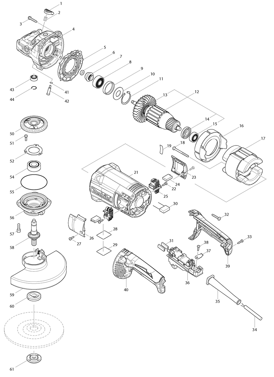 GA7060 Makita Angle Grinder Parts