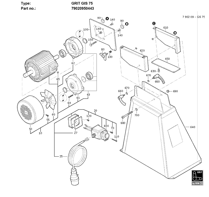 Fein GRIT-GIS-75 79020950443 Parts - Basic Belt Grinder