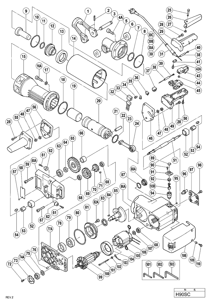 Hitachi H90SC Parts - Electric Hammer