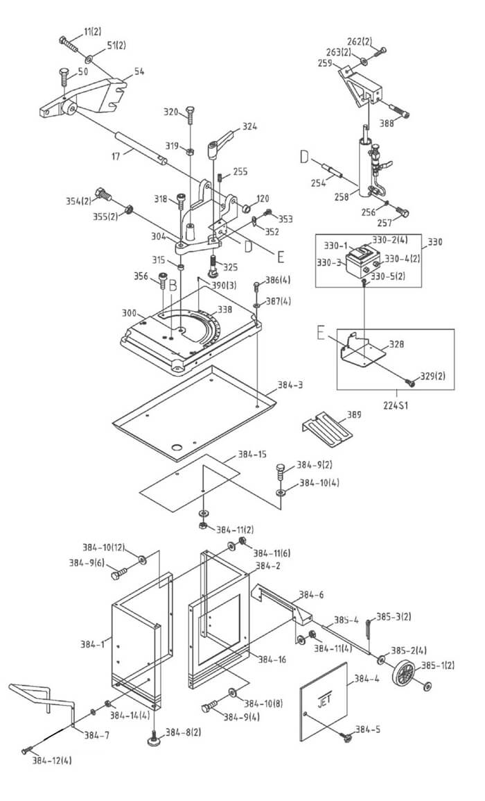 Jet HBS-56S Band Saw Parts