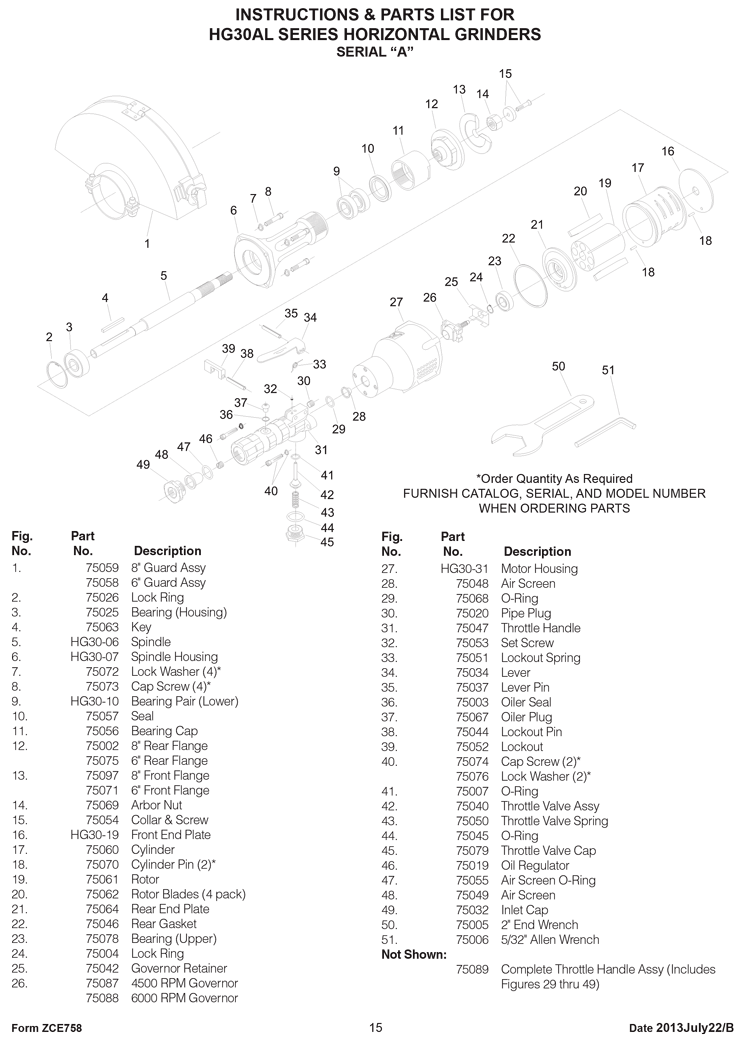 Sioux HG30AL-45S8 Parts - Horizontal Grinder