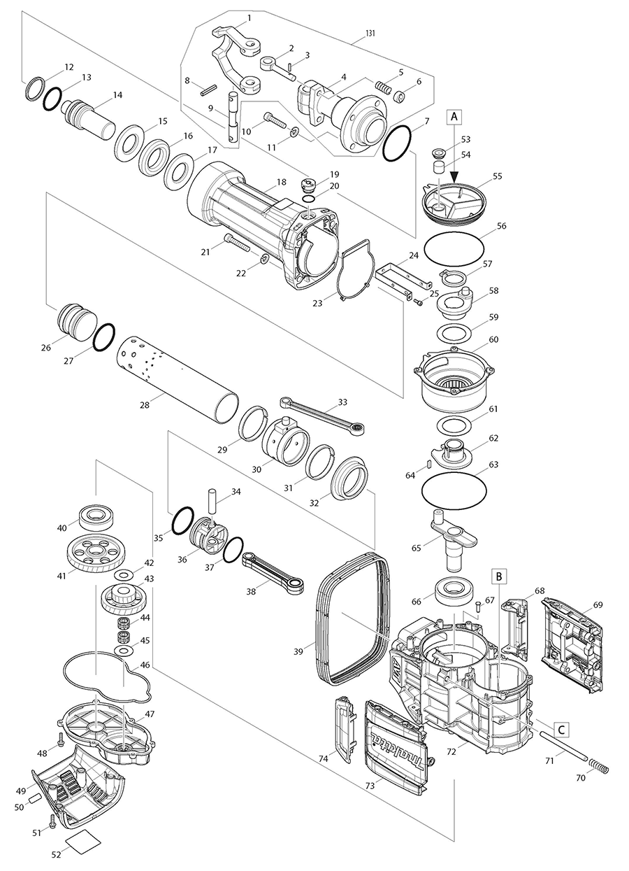 HM1812 Makita Breaker Hammer Parts