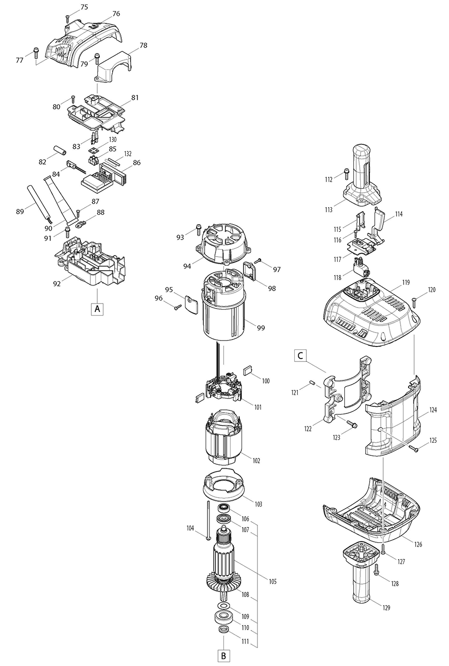 HM1812X3 Makita Breaker Hammer Parts