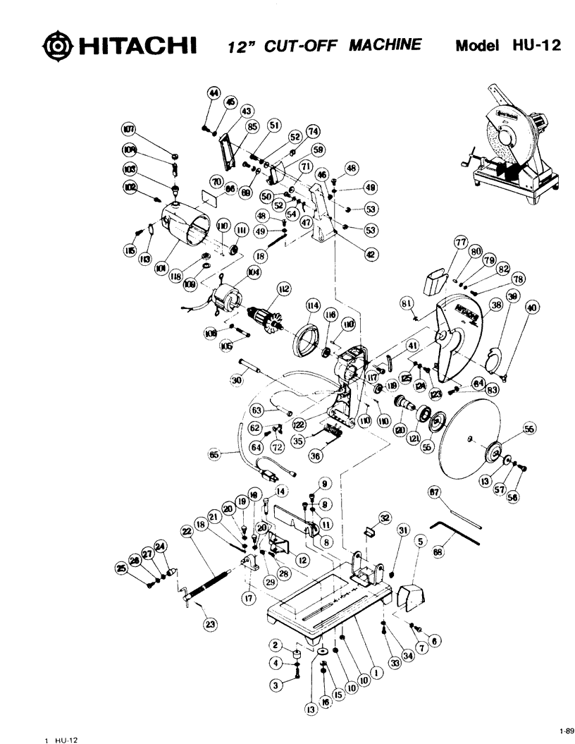 Hitachi HU12 Parts - Cut-Off Machine