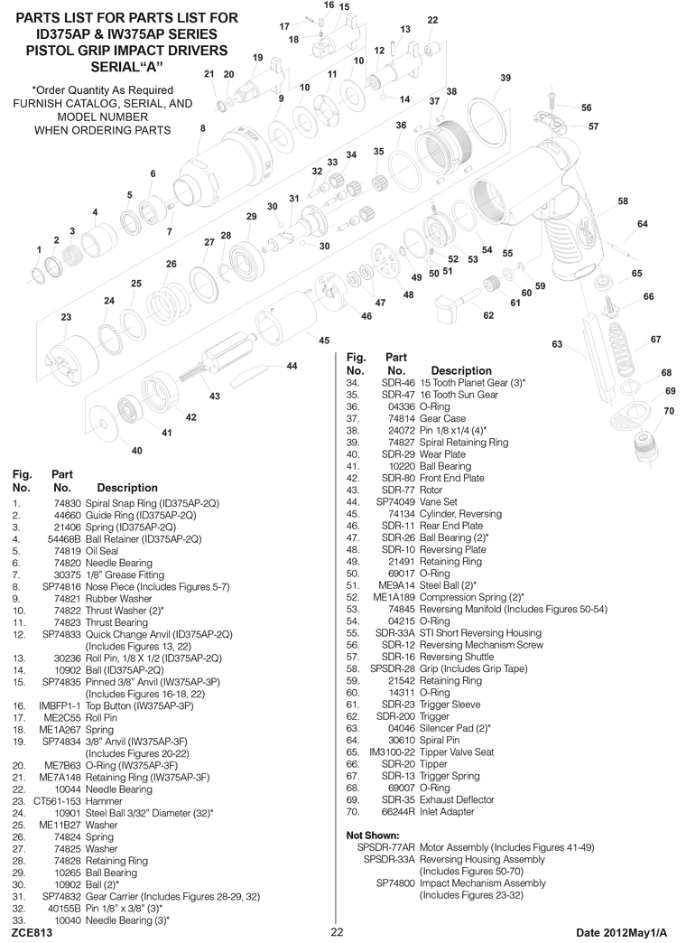 Sioux ID375AP-2Q Parts - Impact Driver