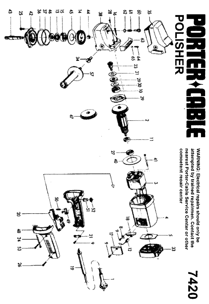 Porter Cable J 7420 7" Polisher Parts (Type 2)