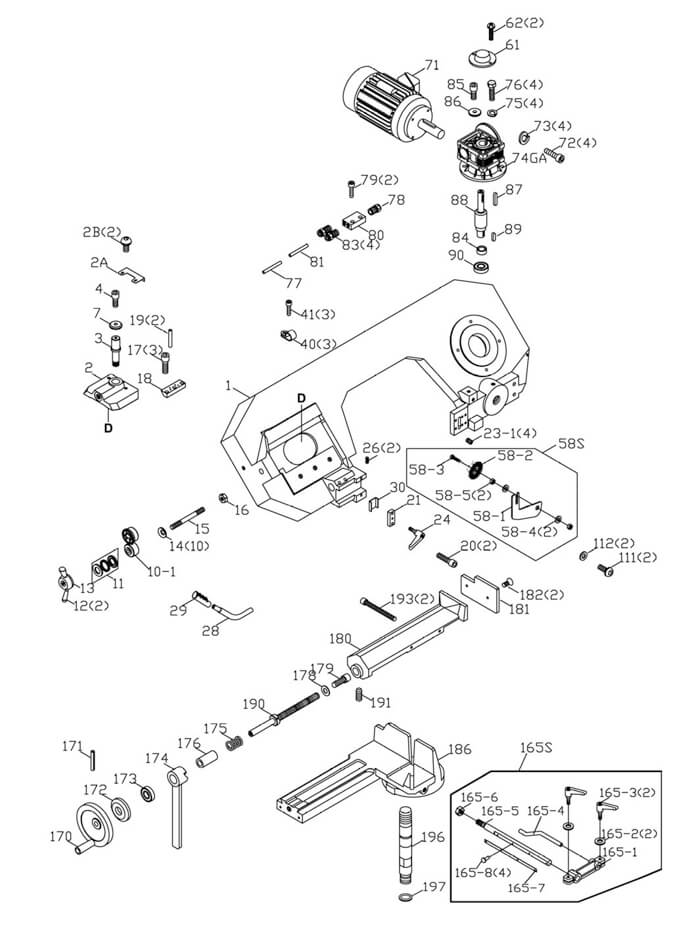 Jet J-9180 Band Saw Parts