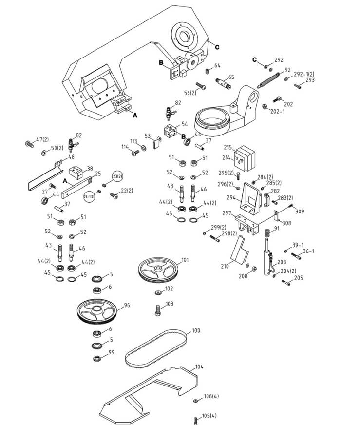 Jet J-9180 Band Saw Parts