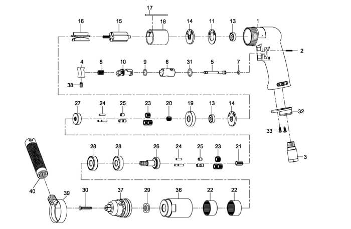 Jet JSM-724 Reversible Air Drill Parts