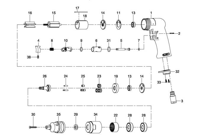 Jet JSM-725 Reversible Air Drill Parts