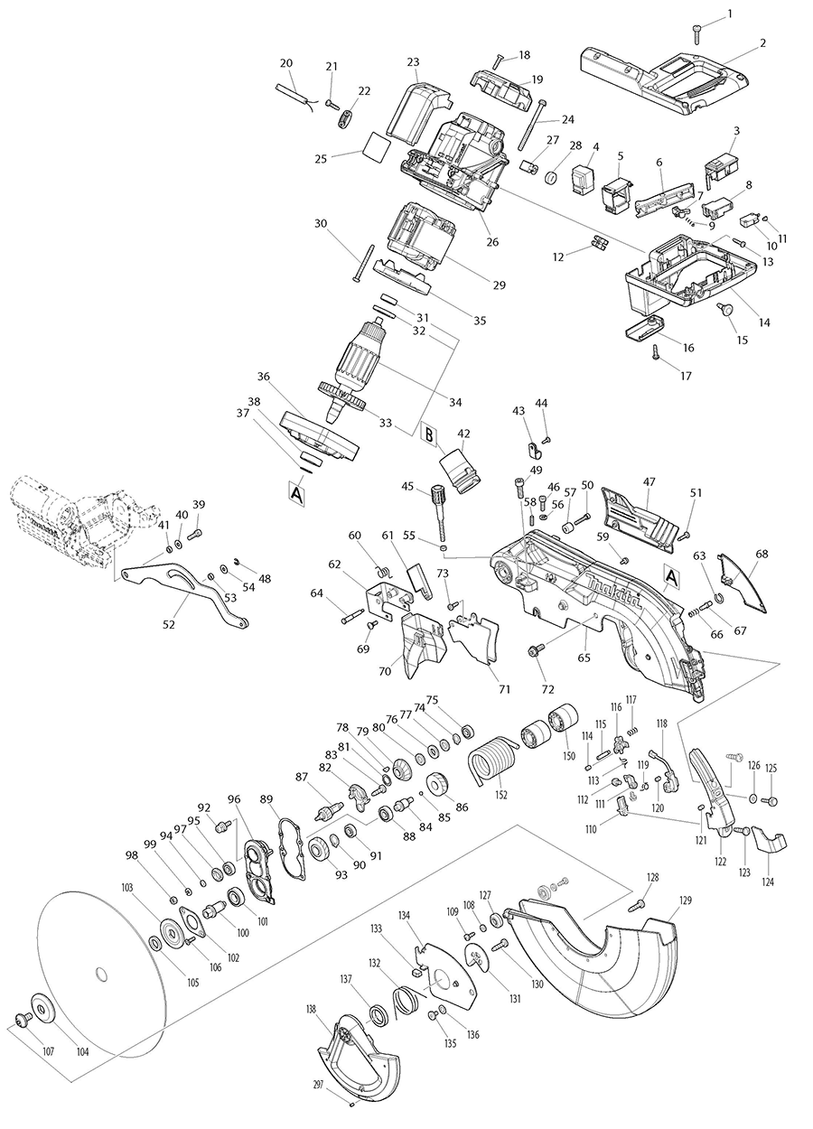 LS1219LX Makita Miter Saw Parts