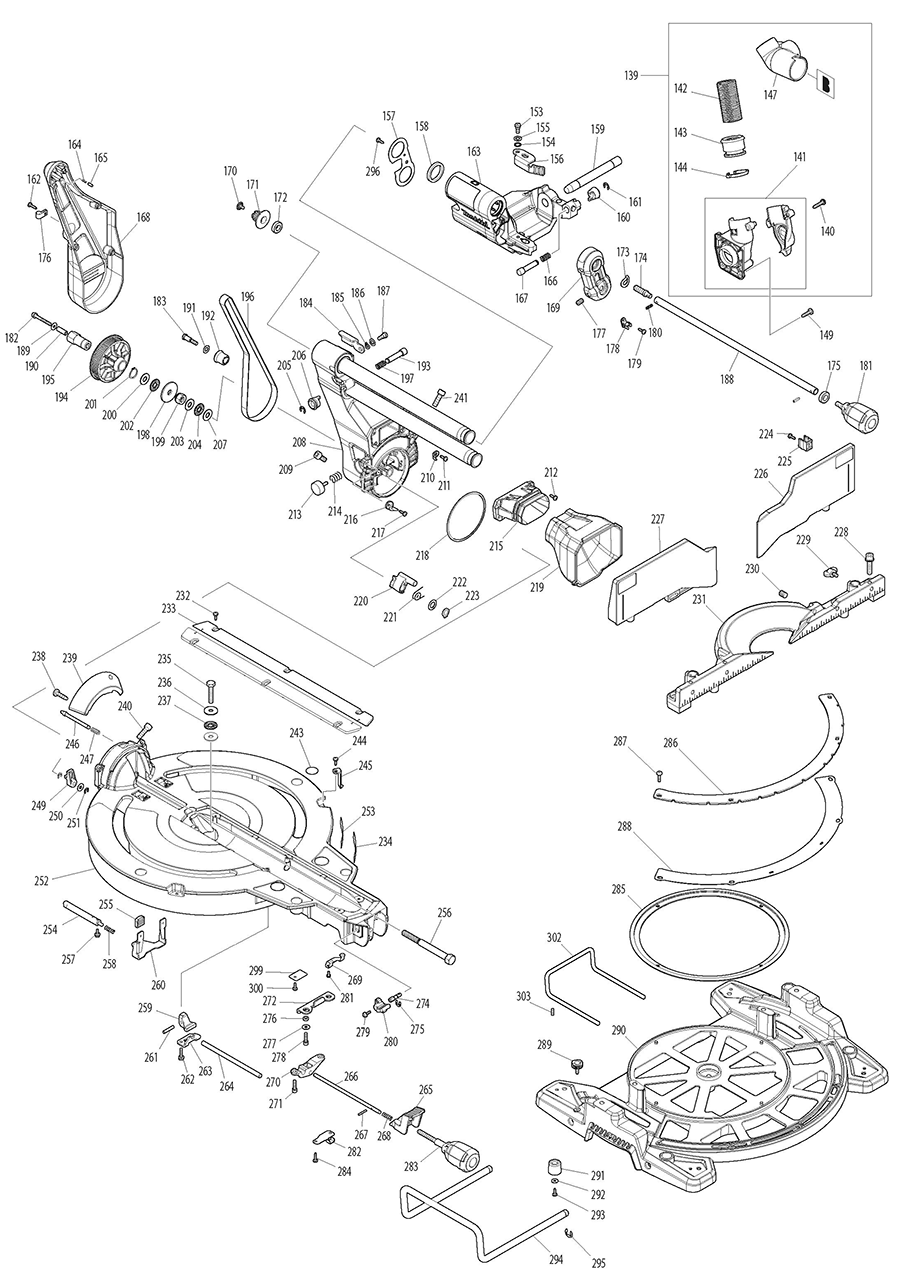 LS1219LX Makita Miter Saw Parts