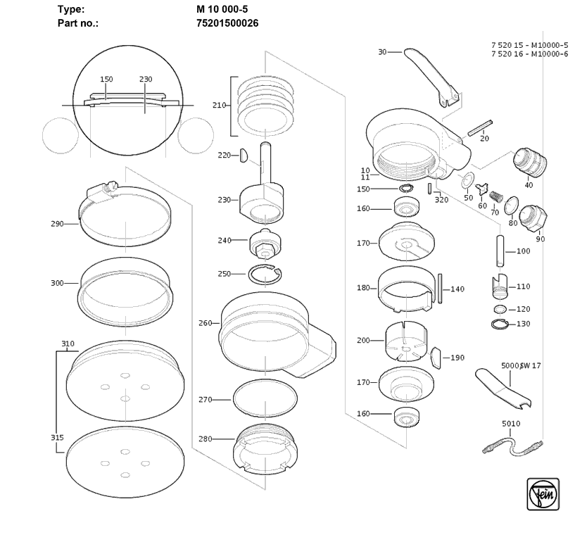 Fein M10000-5 75201500026 Parts - Sander