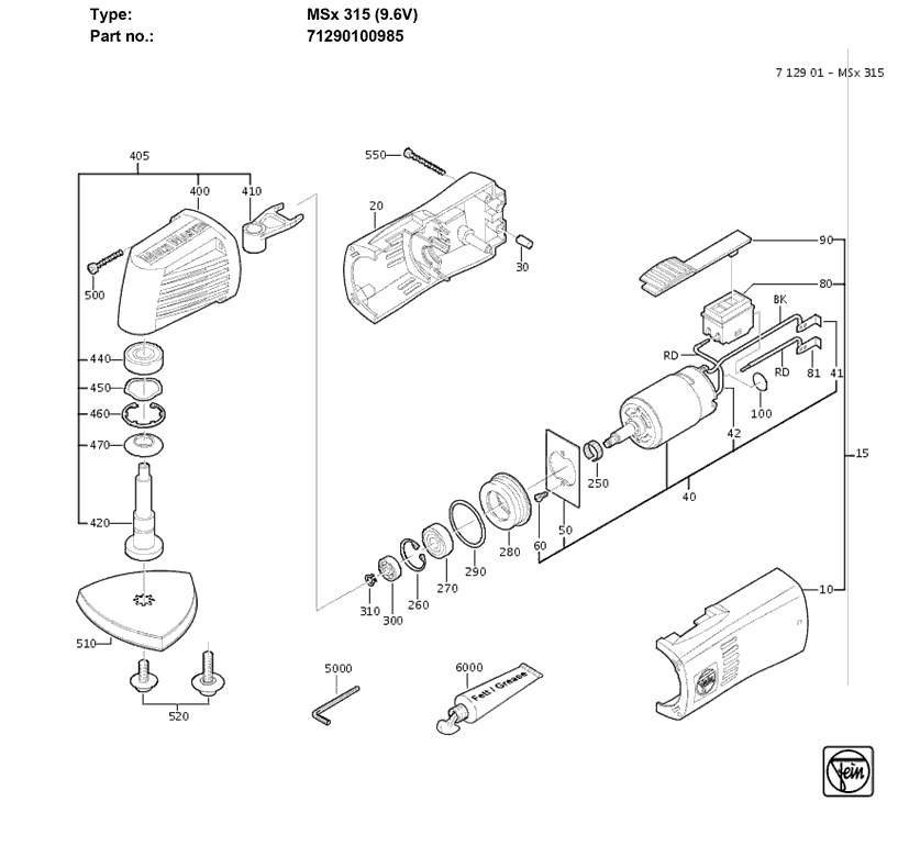 Fein MSX315 71290100985 Parts - MultiMaster