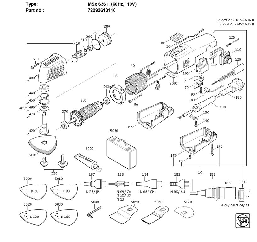 Fein MSX636II 72292613110 Parts - MultiMaster