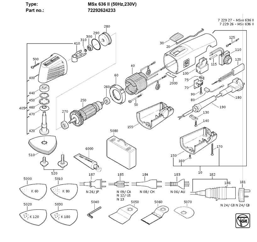 Fein MSX636II 72292624233 Parts - MultiMaster