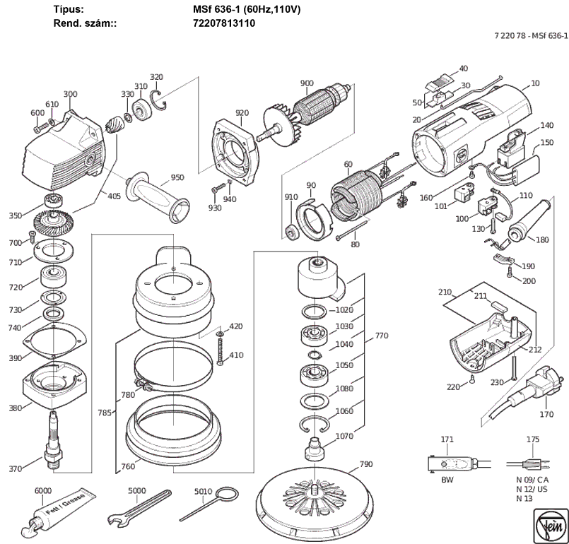 Fein MSf636-1 72207813110 Parts - Sander