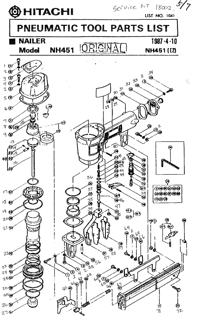 Hitachi NH451 Parts - Nailer