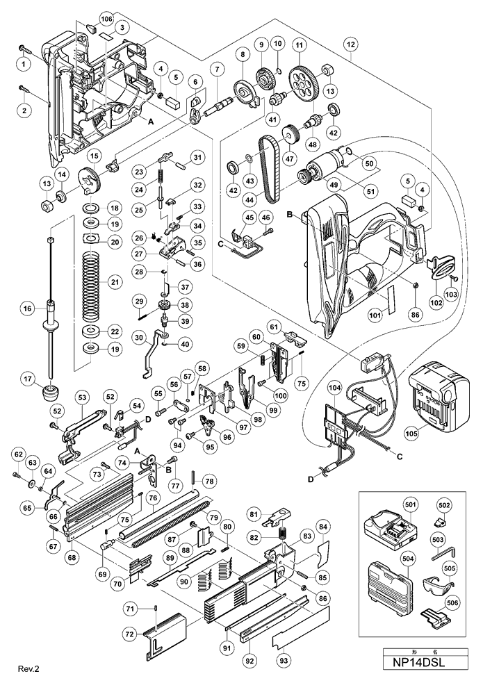 Hitachi NP14DSL Parts - Nailer