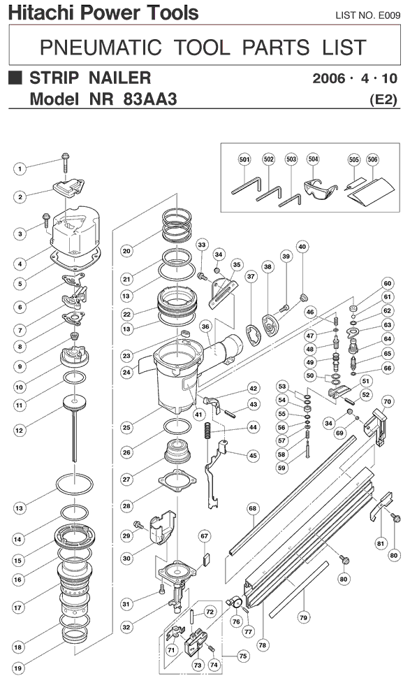 Hitachi NR83AA3 Parts - Strip Nailer