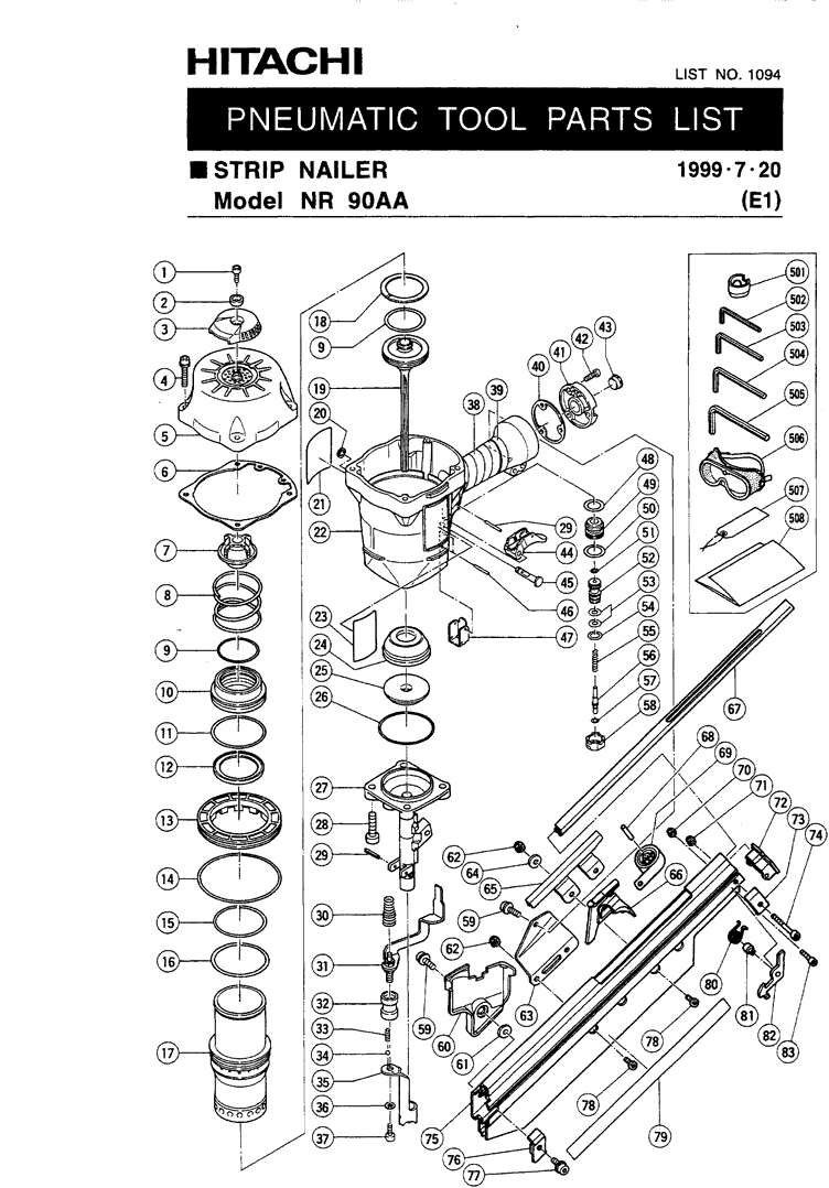 Hitachi NR90AA Parts - Strip Nailer