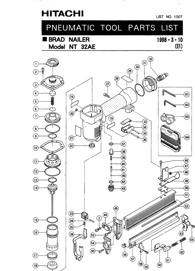 Hitachi NT32AE Parts - Brad Nailer