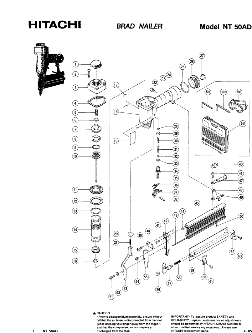 Hitachi NT50AD Parts - Brad Nailer