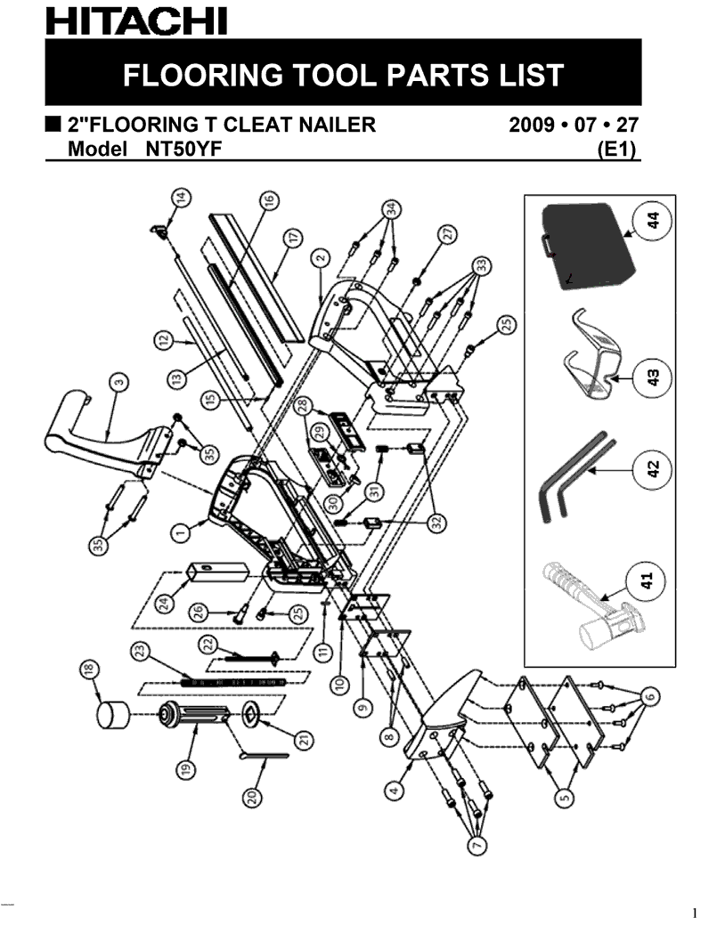 Hitachi NT50YF Parts - 2" Flooring Cleat Nailer